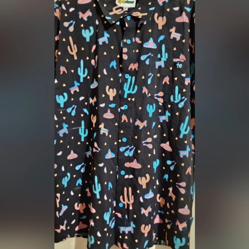 Tipsy Elves Shirt Mens Midnight Fiesta Hawaiian Pinata Cactus zise XL - Picture 5 of 16